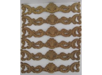 Lot Of 6 Art Nouveau Style Architectural Wooden Decorative Trim Pediments  For Crafts Furniture Mirror Repair