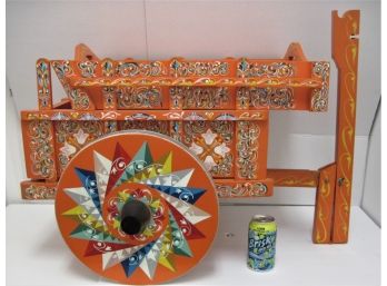 Beautiful Vintage 1950s Hand Painted Wooden Pull Cart From Costa Rica