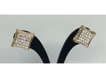 Goldtone Fashion Square Cz Earrings