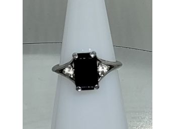 Beautiful Black And CZ Stone Sterling Ring