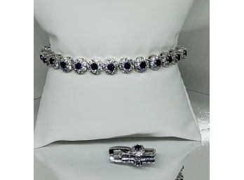 18KGP Silver Created Sapphire Bracelet