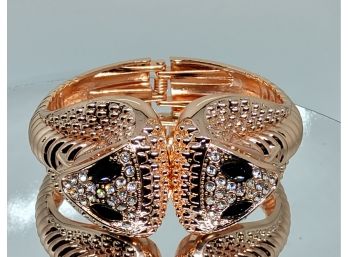 Fashion Cobra Snake Hinged Rose Bangle Bracelet