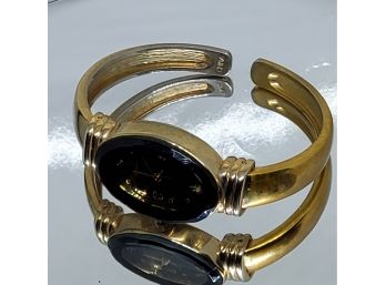 Black Dial With Diamond Goldtone Bangle Watch