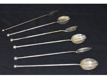 6 Metal Straw Spoons 7'