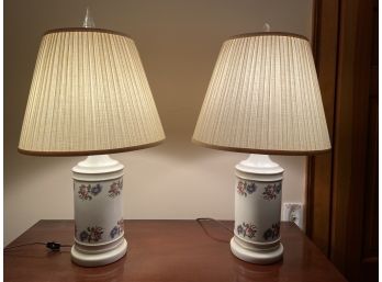 Pair Of Ceramic Floral Lamps 6'x14'x22'