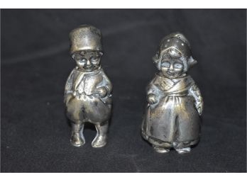 Sterling Pair Dutch Boy And Girl 121.1 Dwt (188 Grams) Salt And Pepper Heavy 1.5'x3'