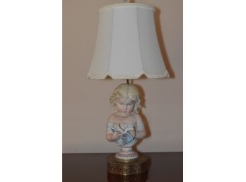 Ceramic Girl Reading Book Lamp On Metal Base 12'x26'