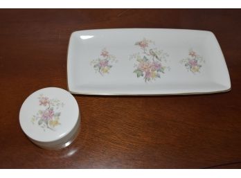 Royal Doulton Mystic Dawn Tray 11'x5.5', Jar And Lid 3.25'x2'