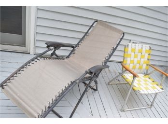 Zero Gravity Chair And Vintage Folding Webbing Chair