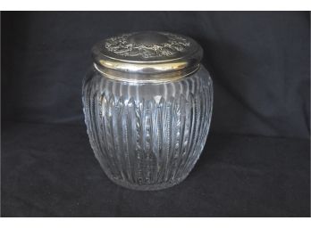 Tiffany & Co Sterling Crystal Jar With Silver Lid 45.9 Dwt (71.4 Grams) Crystal Jar Is 2 Pounds