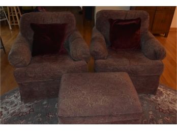 Pair Of Lounge Club Chairs By Hickory Chairs Back Pillows Are Feather And Down Stuffed 36'x32'x36'