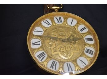 Swiss Imhof Brass Hanging Clock 15 Jewels Roman Numerals 6.5'x1.75' Total Length: 12.5'