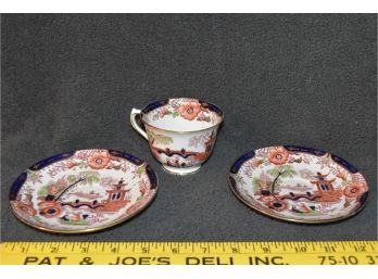 Cup And 2 Saucers Salon China S & N L Made In England Temple Cup: 4'x2.5' Saucer: 5.5'