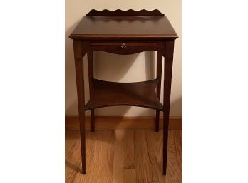 Pencil Leg Wood Side Table 16x13.5x29 Mahogany?