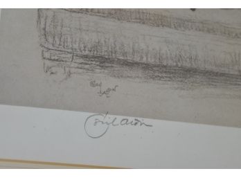 Signed Cecil Alden Pencil Framed At Harrord's Of London 25'x20' 'Chez Nous'