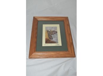 Signed Philip Gray Cliffs Of Moher 10.5'x12.5' Scenes From Ireland Oak Frame Matted Glass