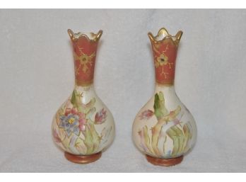 Royal Bonn Antique Pair Ceramic Vases 3'x6' Marked 1755 Circa 1890s