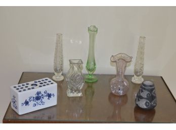 Smaller Vases Collection Bud Vases Kenya Portugal Handblown Cut Glass Green Glass