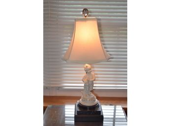 Ceramic Cherub Lamp On Faux Marble Base 10'x 21'