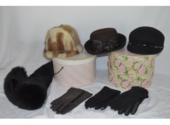 Hats And Gloves Fur Saks Fifth Avenue, Nine West, Italian Wool, Leather Gloves