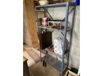 Metal Shelf With Wood Flatware Box 31.5'x11.5'x61'