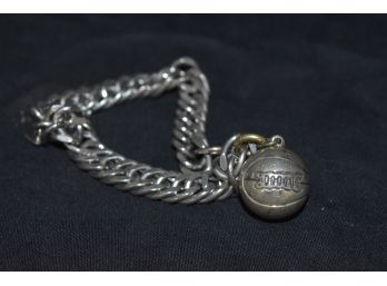 Sterling Basketball Charm On Metal Bracelet 2dwt (3.4 Grams) With Metal Love Charm