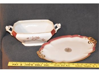 Limoges Tureen (no Lid) 15'x7.75'x4.75' & Haviland Serving Dish (chip) 16.5'x10.75'