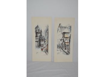 Pair Of Street Scenes 7.5'x17.5'