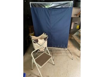 Blue Portable Closet Rolling Hamper Step Stool And Shoe Rack