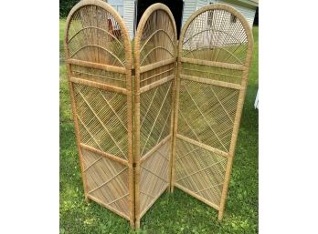 Three Panel Wicker Room Divider Screen