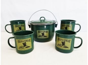 Field & Stream Green Enamel Pot & Mug Set By Outdoor Adventure