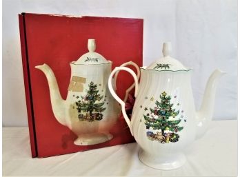 Nikko Happy Holidays Christmas Tree Ironstone Coffee Pot Teapot W/ Lid