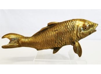 Vintage Solid Brass Koi Fish Statue