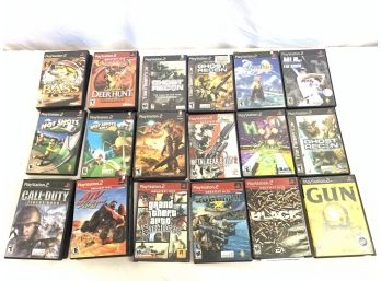 Twenty Three Playstation Two PS2  Games: Call Of Duty, Grand Theft Auto, Cabellas Monster Bass & More