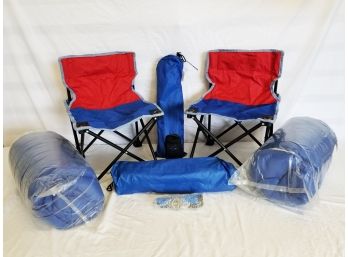 Eight Piece Kids Camping Set: Tents, Chairs, Sleeping Bags & More