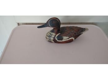 Signed Leo Koppy Wooden Duck Sculpture