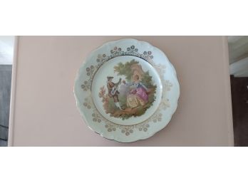 Vintage Gloria Porcelain Bavaria, Seated Lovers Exchanging Flowers In The Park