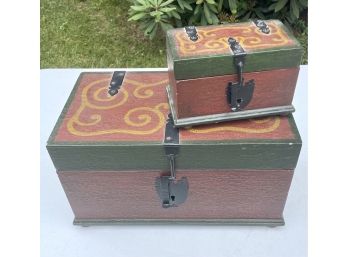 2 Matching Wooden Boxes, With Keys