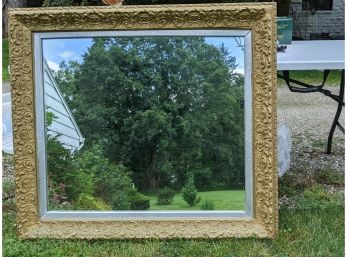 Large Gilt Wood Carved Mirror - Vintage. Great In An Entranceway