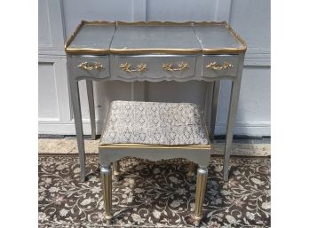 Antique Makeup Vanity & Stool