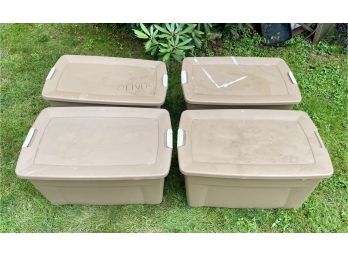 Lot Of 4 Brown Storage Tubs With Lids