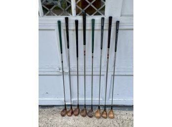 Set Of 8 Very Cool, Antique Wooden Golf Clubs