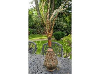 Metallic Patina On This Metal/Copper? Vase With Floral Decor