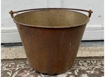 Extra Large Antique 100 Year Old Copper Metal Bucket  - Wow Factor On This One!