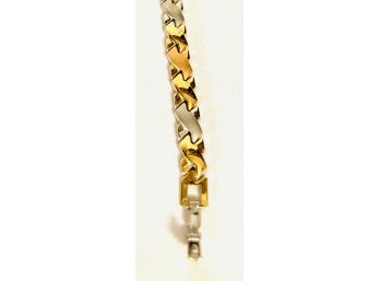 Beautiful Stainless Steel And 18KT Gold Plated 'X' Bracelet