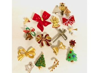 Grouping Of Holiday Christmas Brooches