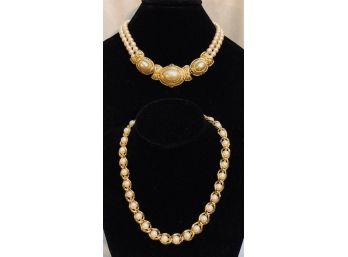 Elegant Gold Tone And Faux Pearl Pairing