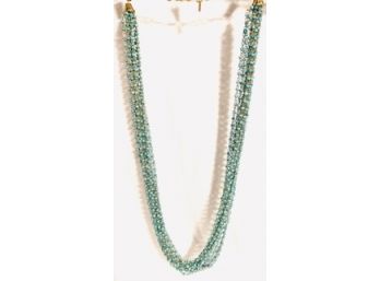 Beautiful Multi-strand Gold Tone And Turquoise Necklace