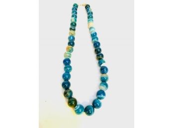 Genuine $739.00KT Blue Onyx Bead Necklace