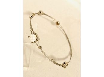 Rhinestone And Faux Pearl Wire Bangle-style Bracelet